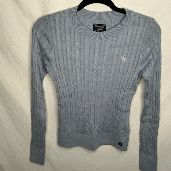 NWT Abercrombie and Fitch Cable Knit Sweater Blue Moose Women’s Small Y2K Preppy - Picture 1 of 8